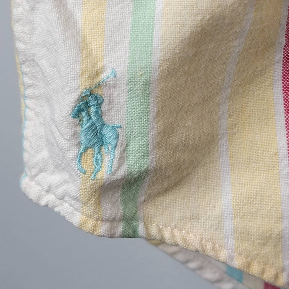 VTG 90s POLO COUNTRY Ralph Lauren Vertical Stripe Pastel Button Up Shirt Medium - Picture 5 of 8